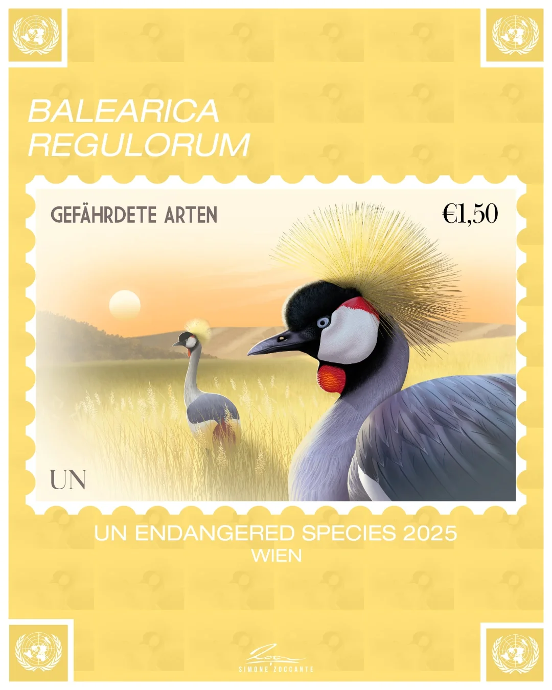 UN Stamps 2025 - Simone Zoccante - Balearica regulorum (2)
