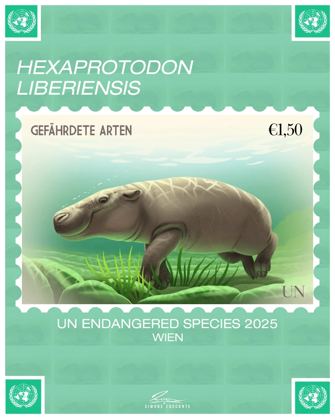 UN Stamps 2025 - Simone Zoccante Hexaprotodon (2)